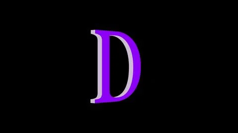 3d D letter logo loopable purple color black background Illustrazione stock
