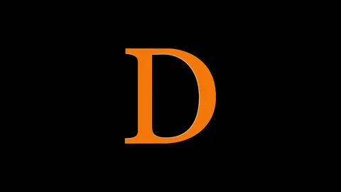 3d D letter logo loopable rotated brown color black background Ilustração Stock