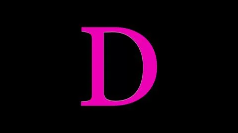 3d D letter logo loopable rotated pink color black background Illustrazione stock