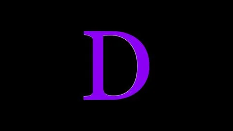 3d D letter logo loopable rotated purple color black background Illustrazione stock