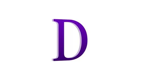 3d D letter logo loopable rotated purple color white background Stock Illustration