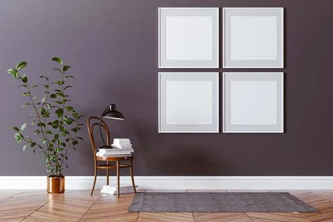 3d d render of beautiful interior setup with chair and home plant Stock Illustration