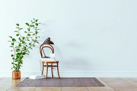 3d d render of beautiful interior setup with chair and home plant Stock Illustration