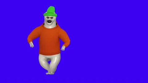 3d Dance Animation Norm of the North Bear blue screen background Stockbeeldmateriaal 230259499