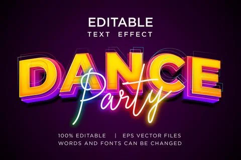 3D Dance Party Text Effect Editable Vector EPS Style Stock Illustration