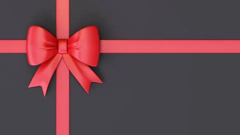 3D dark background with bow and ribbon for gift Illustrazione stock