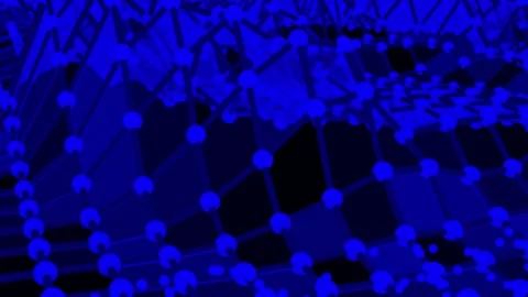 3d dark blue color lines and dots moving wireframe background Video stock 232183879