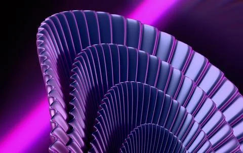 3D Dark Blue Purple Spiral with Neon Magenta Pink Glow on Dark Background イラスト素材