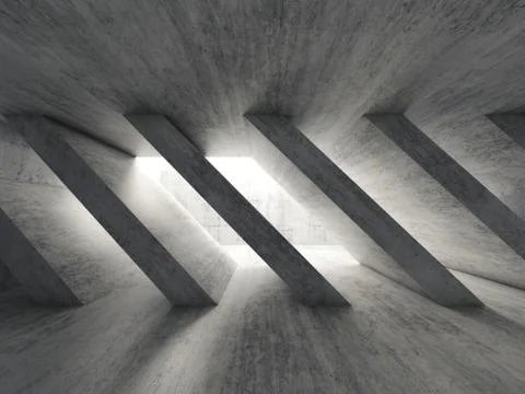 3d dark concrete interior with diagonal columns 스톡 일러스트