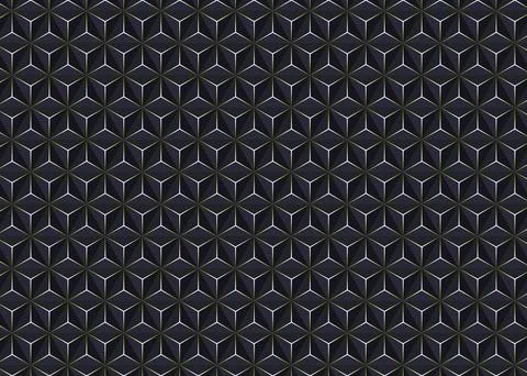 3d dark geometric triangles and gold glow neon lines hexagon pattern vector.. イラスト素材