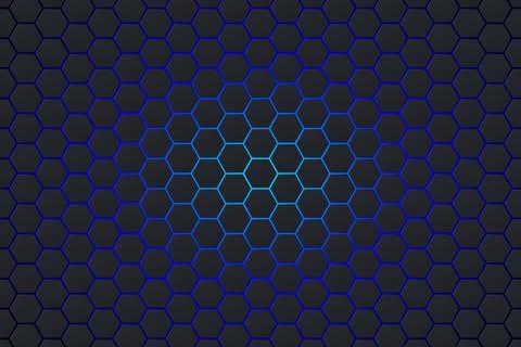 3d dark hexagon technology background with neon light. Stockillustratie