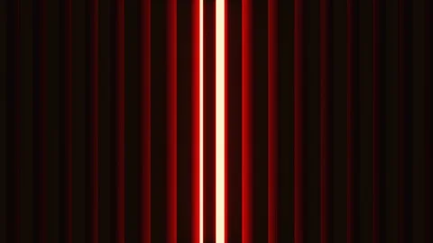 3d dark lines are slowly moving horizontally, behind them a bright red light. Video stock 100431669
