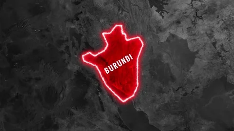 3D Dark Map Animation Highlighting Burundi and Waving National Flag Video stock 343370952