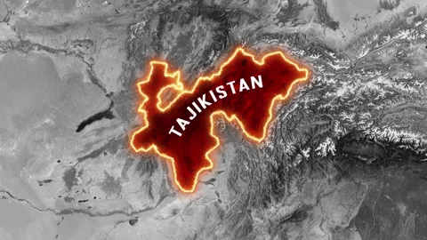 3D Dark Map Animation Tajikistan with Glowing Border Stock Footage 341786851