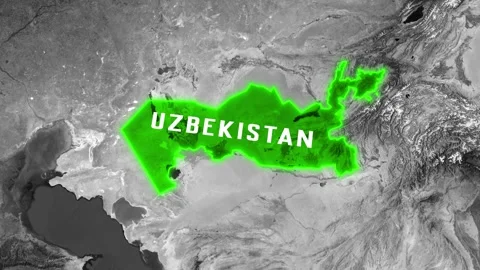 3D Dark Map Animation Uzbekistan with Glowing Border 스톡 동영상 341840926