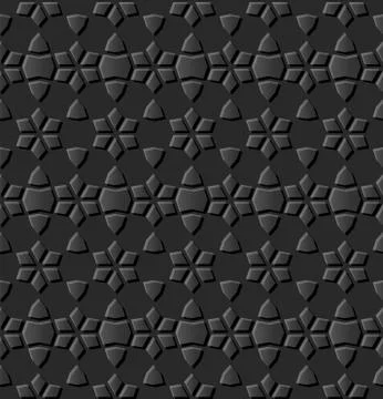 3D dark paper art Islamic geometry cross pattern seamless background Illustrazione stock