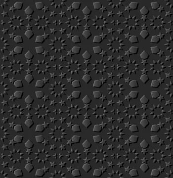3D dark paper art Islamic geometry cross pattern seamless background Illustrazione stock