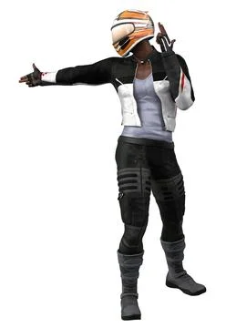 3D Dark skinned biker 스톡 일러스트