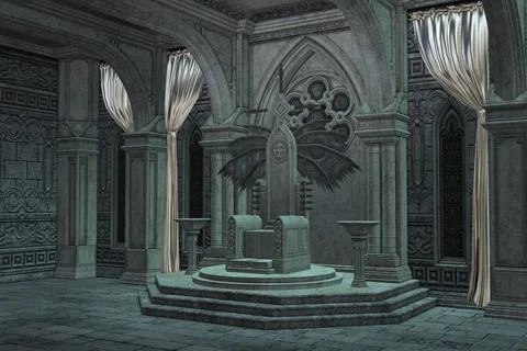 3D Dark throne room Stock Illustration
