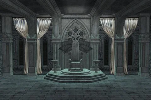3D Dark throne room Stock Illustration
