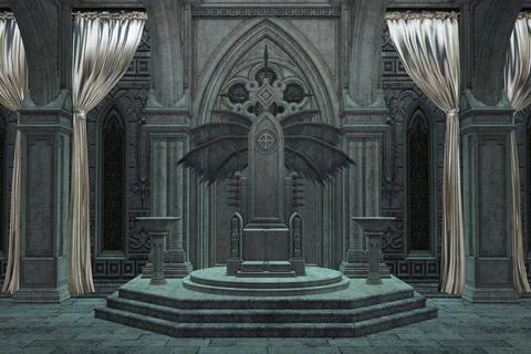 3D Dark throne room Stock Illustration