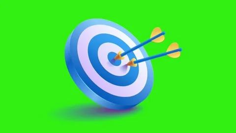3d darts hitting target board animation on bright green screen for precision Stock Footage 314786452