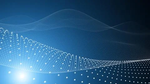 3d data abstract background. Technology digital blue wave lines on black Stock Illustration