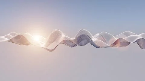 3d data abstract background. Technology digital light wave lines on soft sky Illustrazione stock