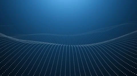 3d data abstract background. Technology digital blue wave lines on black Stock Illustration