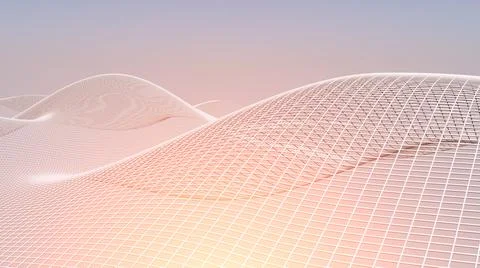 3d data abstract background. Technology digital light wave lines on soft sky Stock Illustration