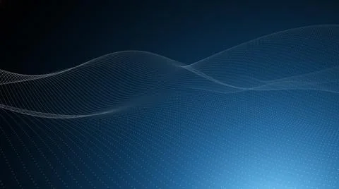 3d data abstract background. Technology digital blue wave lines on black Illustrazione stock