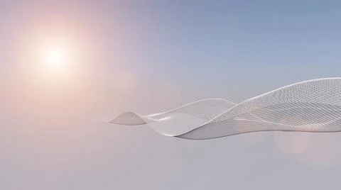 3d data abstract background. Technology digital light wave lines on soft sky Illustrazione stock