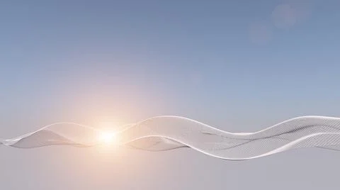 3d data abstract background. Technology digital light wave lines on soft sky Stock Illustration
