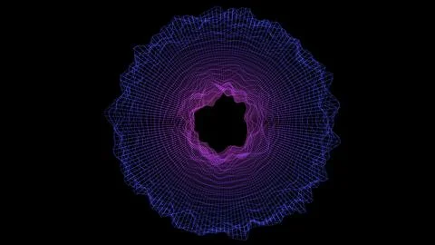 3d data abstract background. Technology digital blue wave lines on black Illustrazione stock