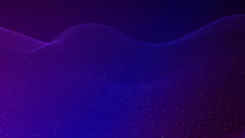 3d data abstract background. Technology digital blue wave lines on black Stock Illustration