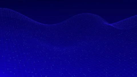 3d data abstract background. Technology digital blue wave lines on black Stock Illustration