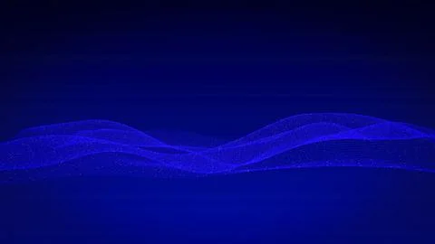 3d data abstract background. Technology digital blue wave lines on black Stock Illustration
