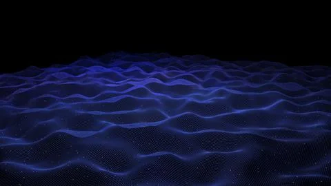 3d data abstract background. Technology digital blue wave lines on black イラスト素材