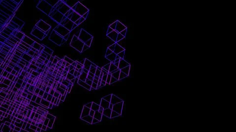 3d data abstract background. Technology digital blue grid lines on black Illustrazione stock