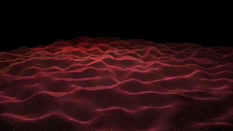 3d data abstract background. Technology digital blue wave lines on black Illustrazione stock