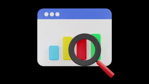 3D Data Analysis Bar Chart and Magnifying Glass Animation Stock Footage 311797031