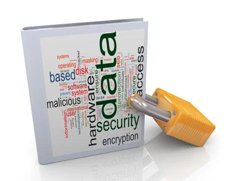 3d data book locked with padlock Stock Illustration