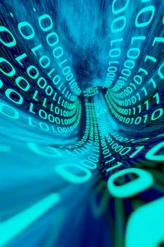3d Data Digital Binary Tunnel 스톡 사진