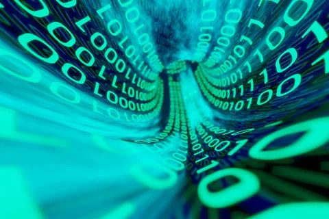 3d Data Digital Binary Tunnel Stockfoto's