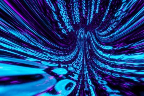 3d Data Digital Binary Tunnel Stockfoto's