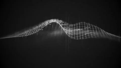 3D Data Grid Animation with Coordinates and Tracking Lines in Black and White Video stock 328577752
