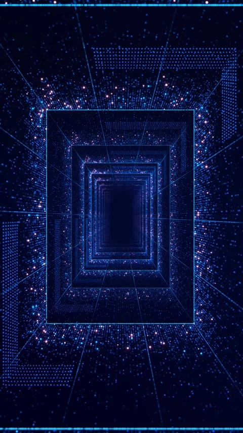 3D Data matrix simulation digital line grid technology futuristic HUD screen bac Stock Footage 341900615