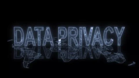 3d data privacy text technology earth map Stock Illustration