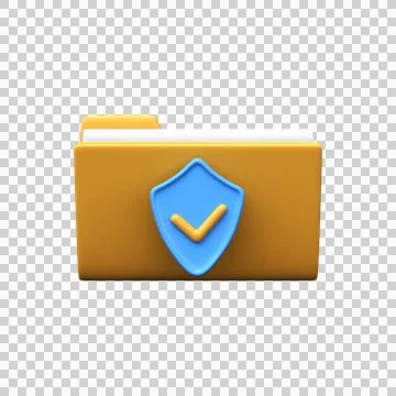 3d data protection icon. File folder illustration with shield Stock Illustration