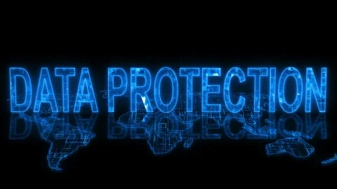 3d data protection text technology earth map animation Stock Footage 260593858